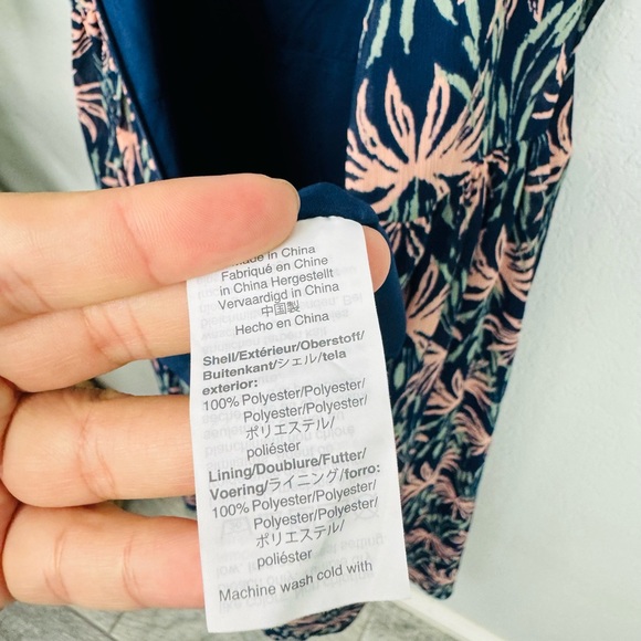 Madewell Ruffle-Sleeve Midi Chiffon Blue Peach Dress Oasis Palms - Picture 7 of 7